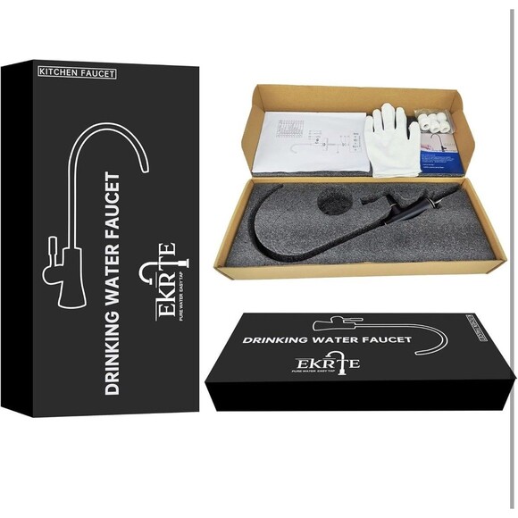 EKRTE Drinking Water Faucet Kitchen Bar Sink Matte Black and Champagne Gold - Picture 3 of 16